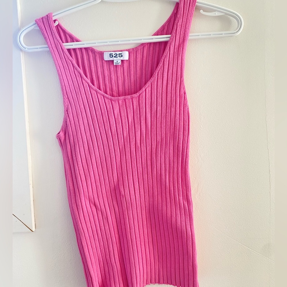 525 Pink Stretchy Ribbed Tank Top - Picture 4 of 6